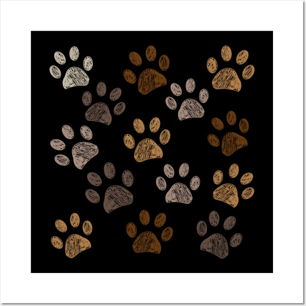Brown colored paw print background Wall Art by GULSENGUNEL